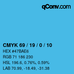 Color code: CMYK 69 / 19 / 0 / 10 | qconv.com