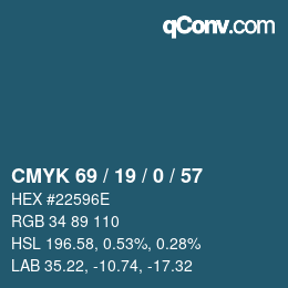 Color code: CMYK 69 / 19 / 0 / 57 | qconv.com