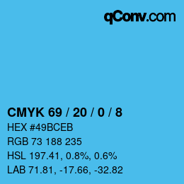 Color code: CMYK 69 / 20 / 0 / 8 | qconv.com