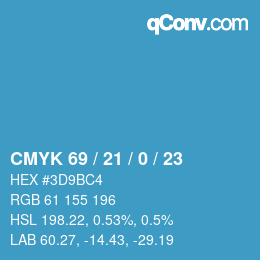 Farbcode: CMYK 69 / 21 / 0 / 23 | qconv.com