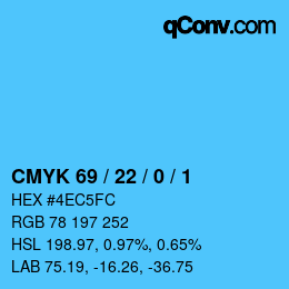 Color code: CMYK 69 / 22 / 0 / 1 | qconv.com