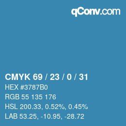 颜色代码: CMYK 69 / 23 / 0 / 31 | qconv.com
