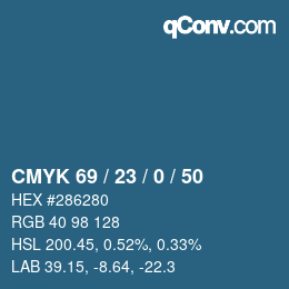 Color code: CMYK 69 / 23 / 0 / 50 | qconv.com