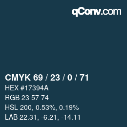 颜色代码: CMYK 69 / 23 / 0 / 71 | qconv.com
