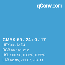 カラーコード: CMYK 69 / 24 / 0 / 17 | qconv.com