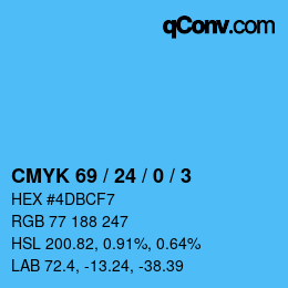 Color code: CMYK 69 / 24 / 0 / 3 | qconv.com