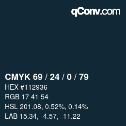 Color code: CMYK 69 / 24 / 0 / 79 | qconv.com