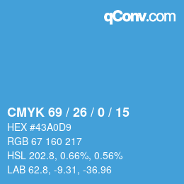Farbcode: CMYK 69 / 26 / 0 / 15 | qconv.com