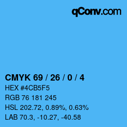 カラーコード: CMYK 69 / 26 / 0 / 4 | qconv.com