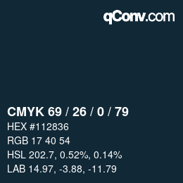 Color code: CMYK 69 / 26 / 0 / 79 | qconv.com