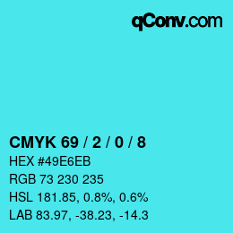 Color code: CMYK 69 / 2 / 0 / 8 | qconv.com