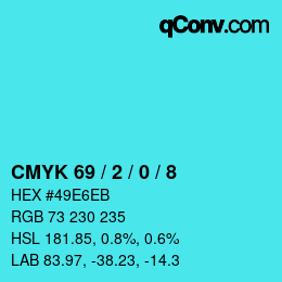 Color code: CMYK 69 / 2 / 0 / 8 | qconv.com