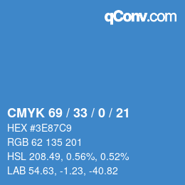 カラーコード: CMYK 69 / 33 / 0 / 21 | qconv.com