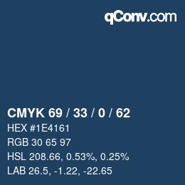 Color code: CMYK 69 / 33 / 0 / 62 | qconv.com