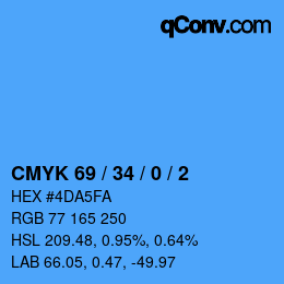 カラーコード: CMYK 69 / 34 / 0 / 2 | qconv.com