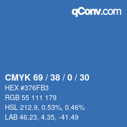 颜色代码: CMYK 69 / 38 / 0 / 30 | qconv.com