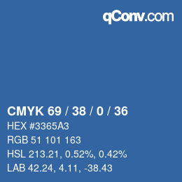 Color code: CMYK 69 / 38 / 0 / 36 | qconv.com