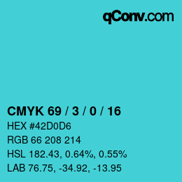 Color code: CMYK 69 / 3 / 0 / 16 | qconv.com