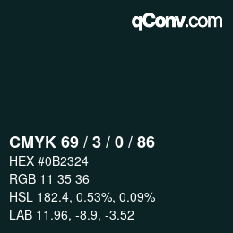 Color code: CMYK 69 / 3 / 0 / 86 | qconv.com