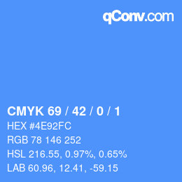 Farbcode: CMYK 69 / 42 / 0 / 1 | qconv.com