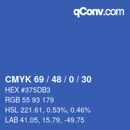 Farbcode: CMYK 69 / 48 / 0 / 30 | qconv.com