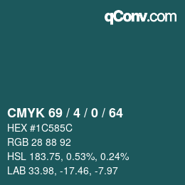 Color code: CMYK 69 / 4 / 0 / 64 | qconv.com