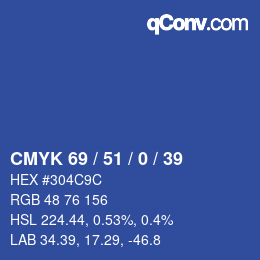 Color code: CMYK 69 / 51 / 0 / 39 | qconv.com