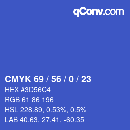 Color code: CMYK 69 / 56 / 0 / 23 | qconv.com