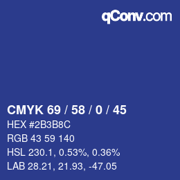 颜色代码: CMYK 69 / 58 / 0 / 45 | qconv.com