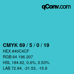 カラーコード: CMYK 69 / 5 / 0 / 19 | qconv.com