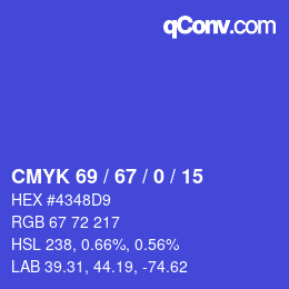 Color code: CMYK 69 / 67 / 0 / 15 | qconv.com