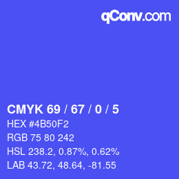 Color code: CMYK 69 / 67 / 0 / 5 | qconv.com