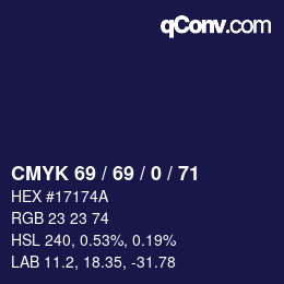 Color code: CMYK 69 / 69 / 0 / 71 | qconv.com