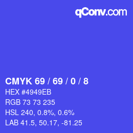 颜色代码: CMYK 69 / 69 / 0 / 8 | qconv.com