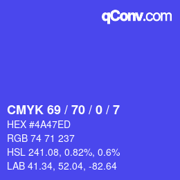 Color code: CMYK 69 / 70 / 0 / 7 | qconv.com