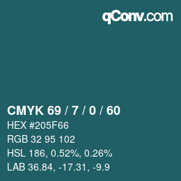 カラーコード: CMYK 69 / 7 / 0 / 60 | qconv.com