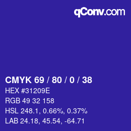 Code couleur: CMYK 69 / 80 / 0 / 38 | qconv.com
