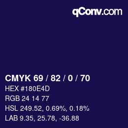 Color code: CMYK 69 / 82 / 0 / 70 | qconv.com