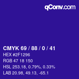 カラーコード: CMYK 69 / 88 / 0 / 41 | qconv.com