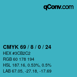 カラーコード: CMYK 69 / 8 / 0 / 24 | qconv.com