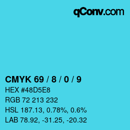 Color code: CMYK 69 / 8 / 0 / 9 | qconv.com