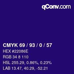 Color code: CMYK 69 / 93 / 0 / 57 | qconv.com