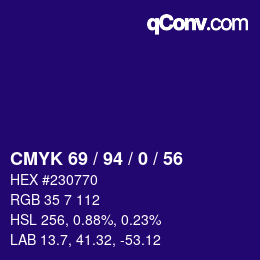 カラーコード: CMYK 69 / 94 / 0 / 56 | qconv.com