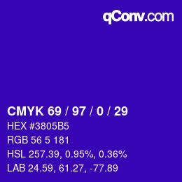 Color code: CMYK 69 / 97 / 0 / 29 | qconv.com