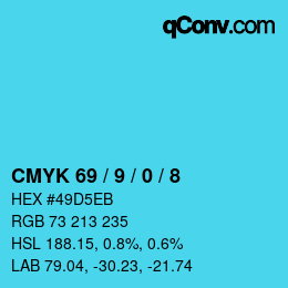 Color code: CMYK 69 / 9 / 0 / 8 | qconv.com