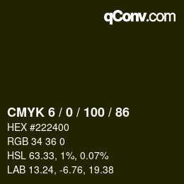 Color code: CMYK 6 / 0 / 100 / 86 | qconv.com