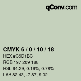 カラーコード: CMYK 6 / 0 / 10 / 18 | qconv.com