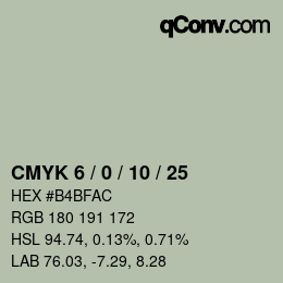 カラーコード: CMYK 6 / 0 / 10 / 25 | qconv.com