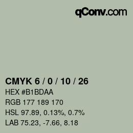 カラーコード: CMYK 6 / 0 / 10 / 26 | qconv.com