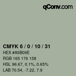 カラーコード: CMYK 6 / 0 / 10 / 31 | qconv.com